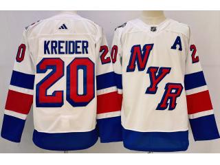 Adidas New York Rangers 20 Chris Kreider Ice Hockey Jersey White