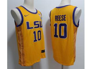 LSU Tigers 10 Angel Reese College Basketball Jersey Yellow